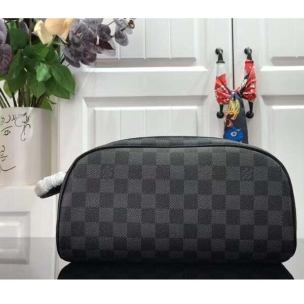 Louis Vuitton LV Unisex Dopp Kit Toilet Pouch Grey Damier Graphite Canvas (4)