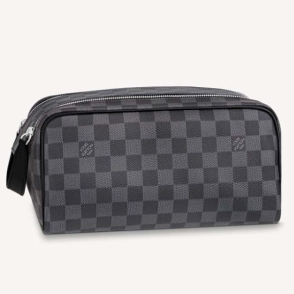 Louis Vuitton LV Unisex Dopp Kit Toilet Pouch Grey Damier Graphite Canvas (8)