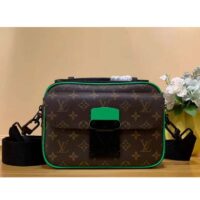 Louis Vuitton LV Unisex S Lock Messenger Brown Monogram Macassar Coated Canvas (5)