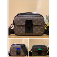 Louis Vuitton LV Unisex S Lock Messenger Brown Monogram Macassar Coated Canvas (5)