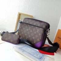 Louis Vuitton LV Unisex Trio Messenger Bag Monogram Macassar Coated Canvas Purple Cowhide (8)