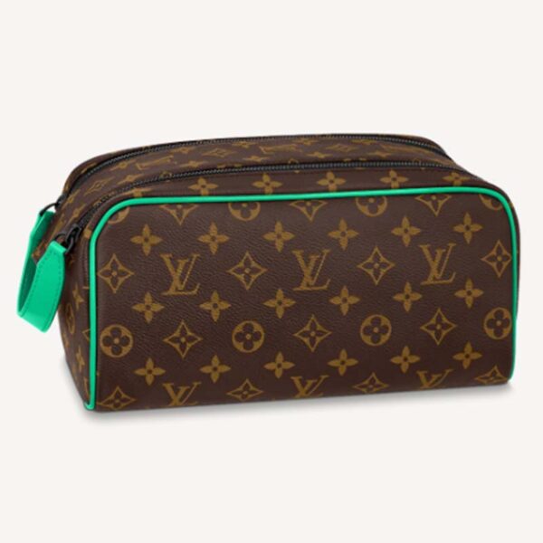 Louis Vuitton LV Women Dopp Kit Toilet Pouch Monogram Macassar Coated Canvas (8)