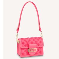 Louis Vuitton LV Women Mini Dauphine Handbag Fluo Pink Tufted Grained Calfskin Leather (3)