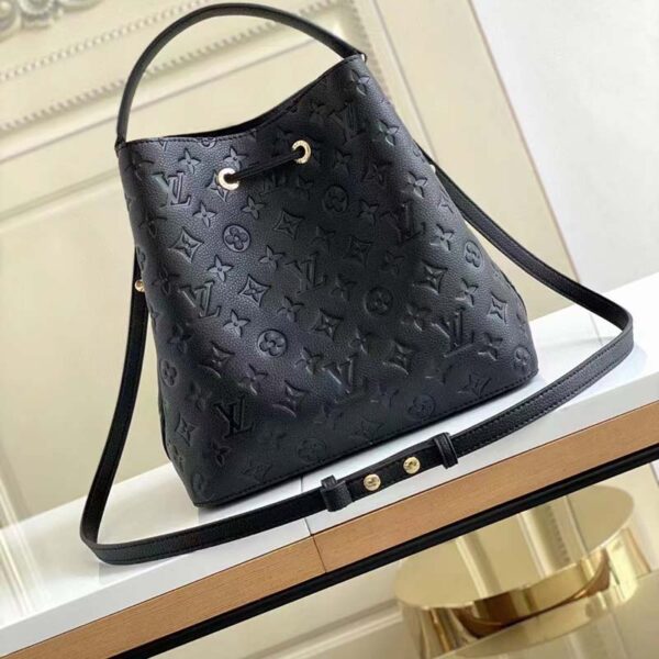 Louis Vuitton LV Women NéoNoé MM Bucket Black Embossed Monogram Empreinte Grained Cowhide (12)