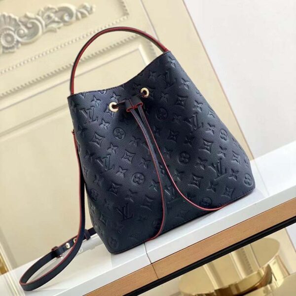 Louis Vuitton LV Women NéoNoé MM Bucket Navy Embossed Monogram Empreinte Grained Cowhide (5)