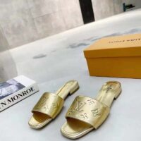 Louis Vuitton LV Women Revival Flat Mule Gold Monogram Embossed Metallic Lambskin (6)