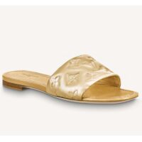 Louis Vuitton LV Women Revival Flat Mule Gold Monogram Embossed Metallic Lambskin (6)