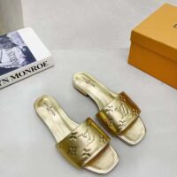 Louis Vuitton LV Women Revival Flat Mule Gold Monogram Embossed Metallic Lambskin (6)