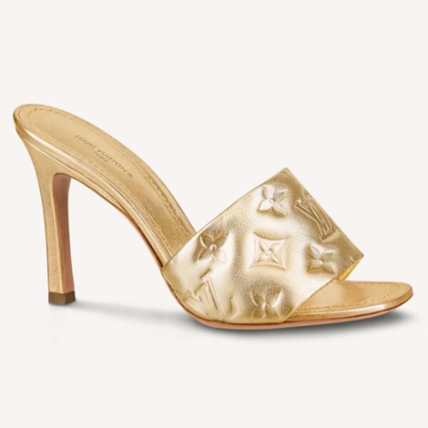 Louis Vuitton LV Women Revival Mule Gold Monogram Embossed Metallic Lambskin (3)