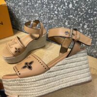 Louis Vuitton LV Women Starboard Wedge Sandal Perforated Calf Leather Rope Rubber (12)