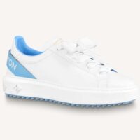 Louis Vuitton LV Women Time Out Sneaker Blue Calf Leather Rubber Outsole (10)