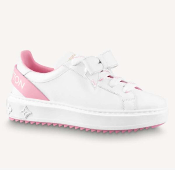 Louis Vuitton LV Women Time Out Sneaker Pink Calf Leather Rubber Outsole (6)