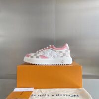 Louis Vuitton LV Women Time Out Sneaker Pink Monogram Embossed Calf Leather (6)