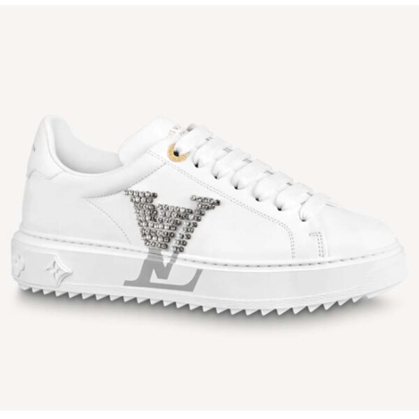 Louis Vuitton LV Women Time Out Sneaker Silver Calf Leather Strass (3)