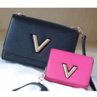 Louis Vuitton LV Women Twist MM Handbag Black Fuchsia Epi Grained Cowhide Leather (1)