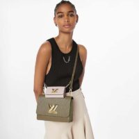 Louis Vuitton LV Women Twist MM Handbag Green White Epi Grained Cowhide Leather (9)