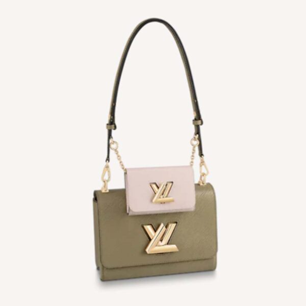 Louis Vuitton LV Women Twist MM Handbag Green White Epi Grained Cowhide Leather (9)