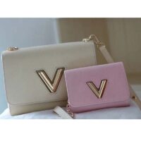 Louis Vuitton LV Women Twist PM Handbag Taupe Brown Pink Epi Grained Cowhide (10)