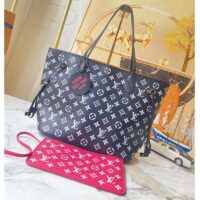 Louis Vuitton Women LV Neverfull MM Carryall Tote Bag Black Printed Embossed Grained Cowhide (4)