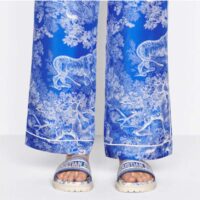 Dior Unisex CD Dway Slide Bright Blue Toile De Jouy Embroidered Cotton (10)