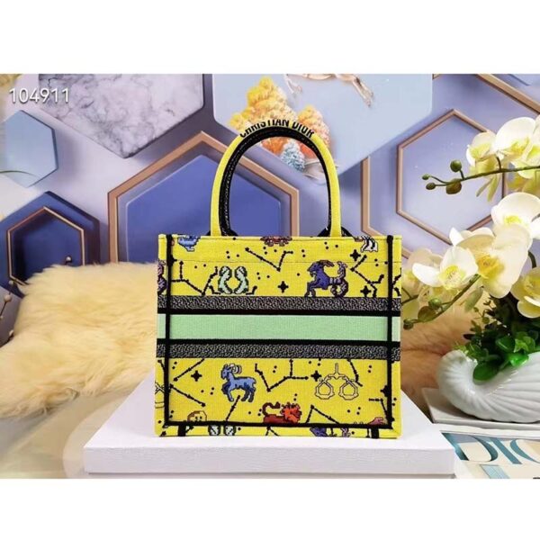 Dior Unisex CD Small Book Tote Yellow Multicolor Dior Pixel Zodiac Embroidery (2)