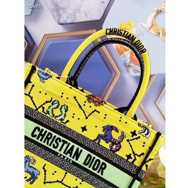 Dior Unisex CD Small Book Tote Yellow Multicolor Dior Pixel Zodiac Embroidery (7)