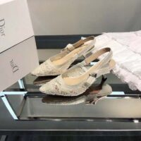 Dior Women CD J’Adior Slingback Pump White Macramé Embroidered Cotton 6.5 Cm Heel (5)