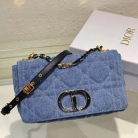 Dior Women CD Medium Dior Caro Bag Bright Blue Macrocannage Denim (3)