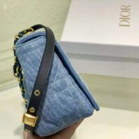 Dior Women CD Medium Dior Caro Bag Bright Blue Macrocannage Denim (3)