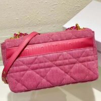 Dior Women CD Medium Dior Caro Bag Bright Pink Macrocannage Denim (12)