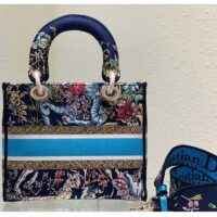 Dior Women CD Medium Lady D-Lite Bag Blue Multicolor D-Constellation Embroidery (7)