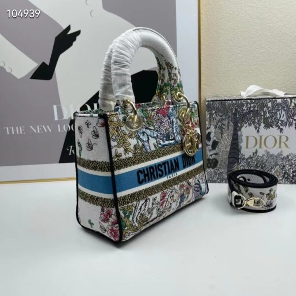 Dior Women CD Medium Lady D-Lite Bag Latte Multicolor D-Constellation Embroidery (1)