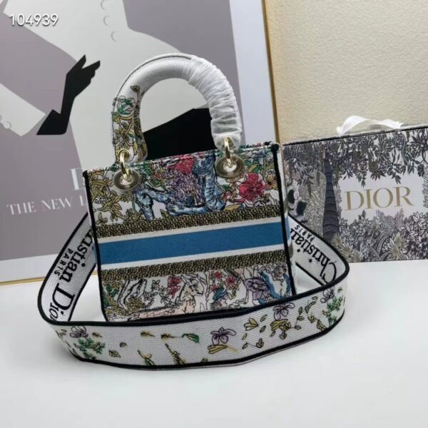 Dior Women CD Medium Lady D-Lite Bag Latte Multicolor D-Constellation Embroidery (8)