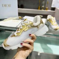 Dior Women CD Shoes Dior Vibe Sneaker White Mesh Gold Tone Technical Fabric (7)