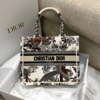 Dior Women CD Small Book Tote Latte Multicolor Dior Jardin D’Hiver Embroidery (5)