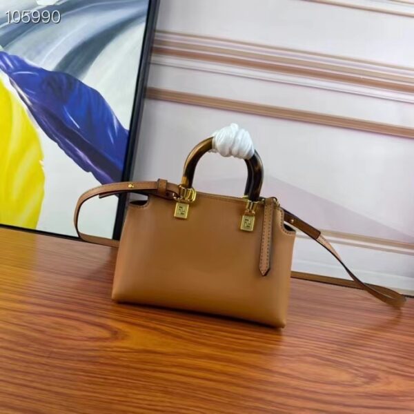 Fendi Women FF By The Way Mini Small Boston Bag Dove Gray Leather (2)