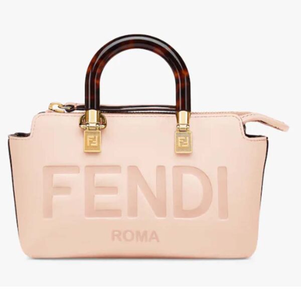 Fendi Women FF By The Way Mini Small Boston Bag Light Pink Leather (3)