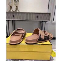 Fendi Women FF Fendi Feel Brown FF Fabric Slides 0.5 Cm Heel (6)