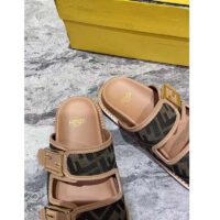 Fendi Women FF Fendi Feel Brown FF Fabric Slides 0.5 Cm Heel (6)