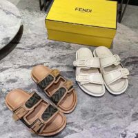 Fendi Women FF Fendi Feel White Leather Slides 0.5 Cm Heel (8)