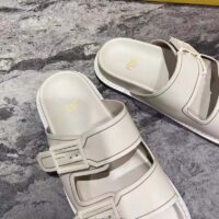 Fendi Women FF Fendi Feel White Leather Slides 0.5 Cm Heel (8)