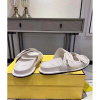 Fendi Women FF Fendi Feel White Leather Slides 0.5 Cm Heel (8)