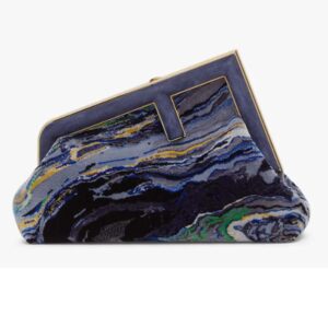 Fendi Women FF First Small Blue Marbled Fabric Bag