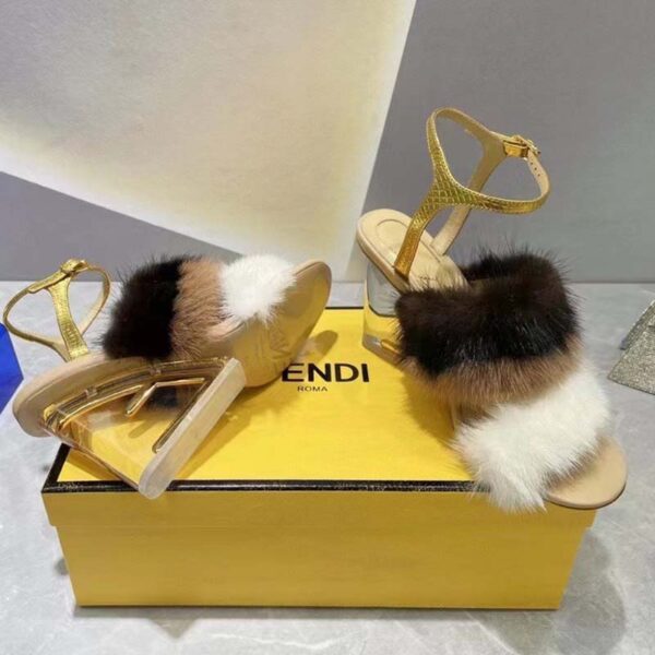 Fendi Women FF First White Mink High-Heeled Slingbacks 9.5 cm Heel (10)