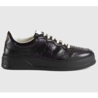 Gucci Unisex Ace GG Embossed Sneaker Black GG Embossed Leather Rubber Sole (5)