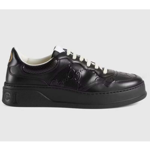 Gucci Unisex Ace GG Embossed Sneaker Black GG Embossed Leather Rubber Sole (5)