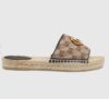 Gucci Unisex GG Matelassé Canvas Espadrille Sandal Beige Ebony 2 Cm Heel