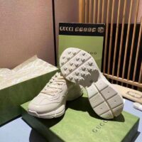 Gucci Unisex GG Rhyton Love Parade Sneaker Ivory Leather Rubber Sole Low Heel (2)