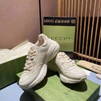 Gucci Unisex GG Rhyton Love Parade Sneaker Ivory Leather Rubber Sole Low Heel (2)