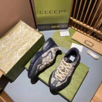 Gucci Unisex GG Rhyton Sneaker Beige Blue GG Supreme Canvas 5 Cm Heel (1)